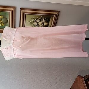 Katz shift dress nightgown S/M pink floral embroidery